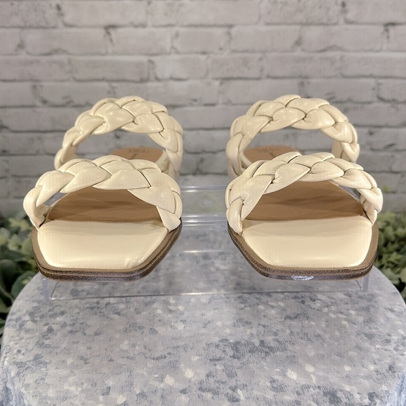 Time and Tru Ivory Braided Soft Vinyl 2-Band Sandal Slides Women’s 8.5W☀️NWOT - Picture 2 of 8